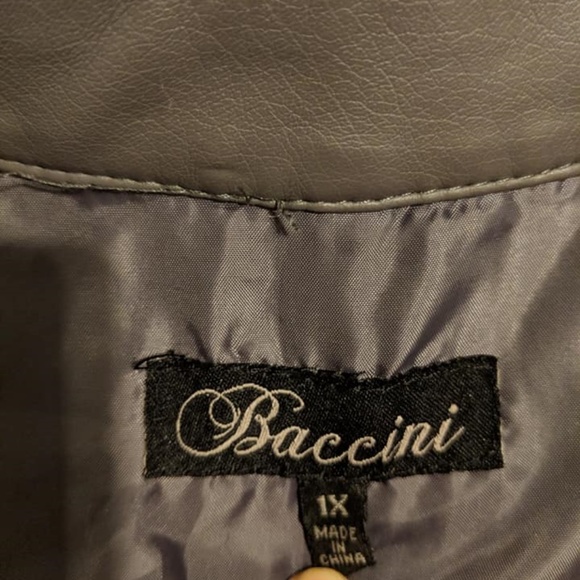 Barccini gray faux leather jacket sz 1X - Picture 5 of 7